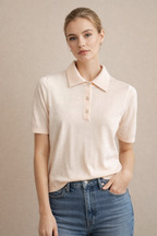 Strick-Poloshirt FENJA - vanilla