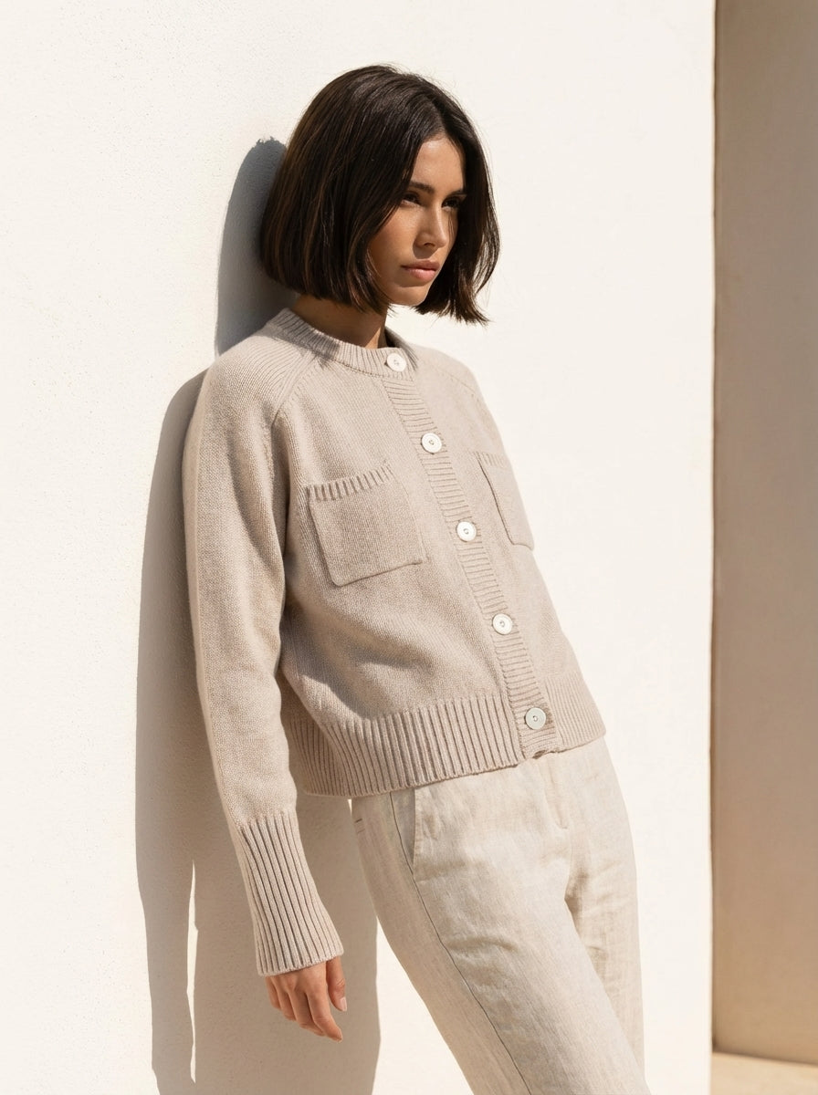 Cardigan SALLY - sheep white - helle Knöpfe
