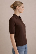Strick-Poloshirt FENJA - cocoa