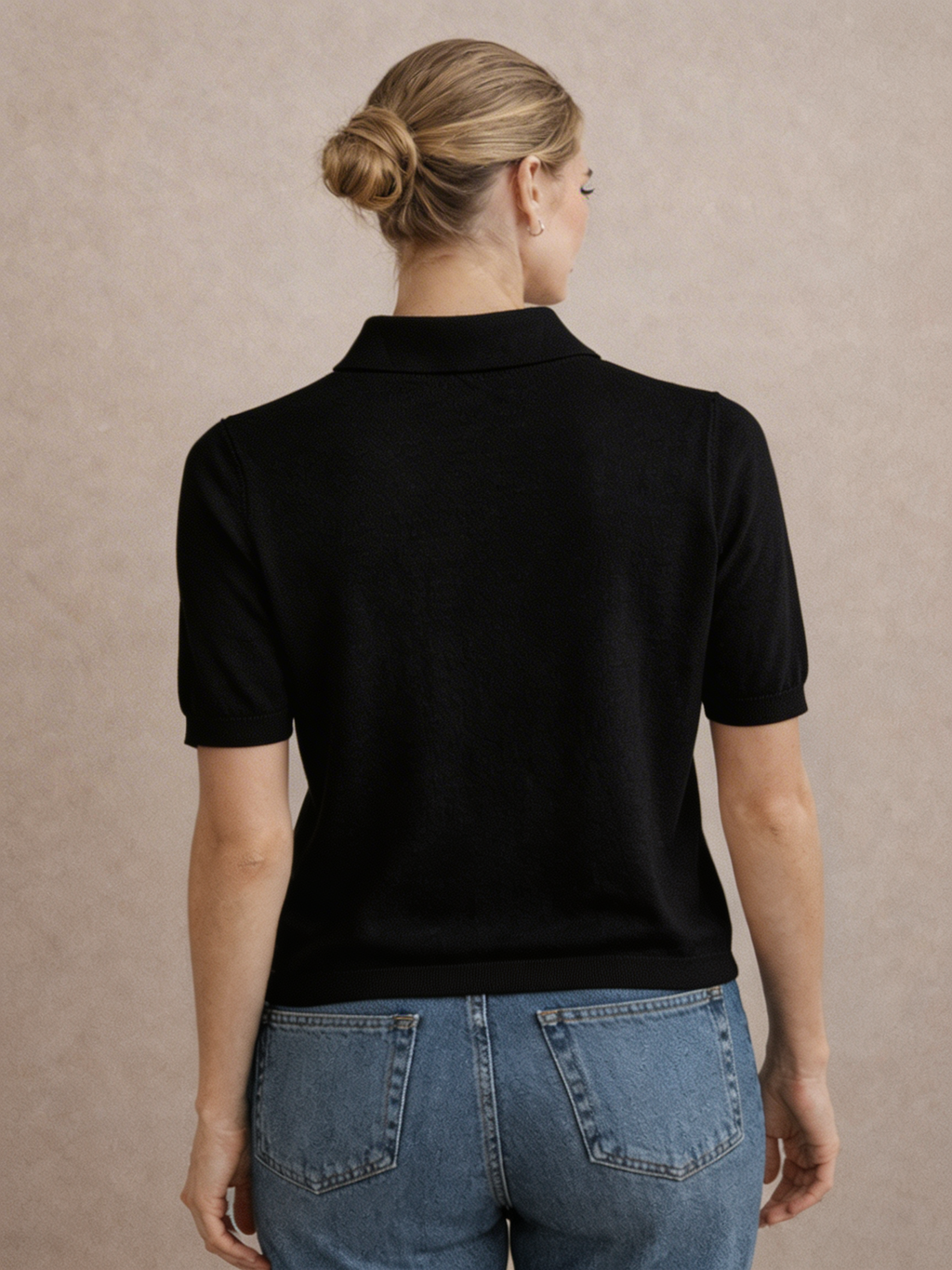Strick-Poloshirt FENJA - black